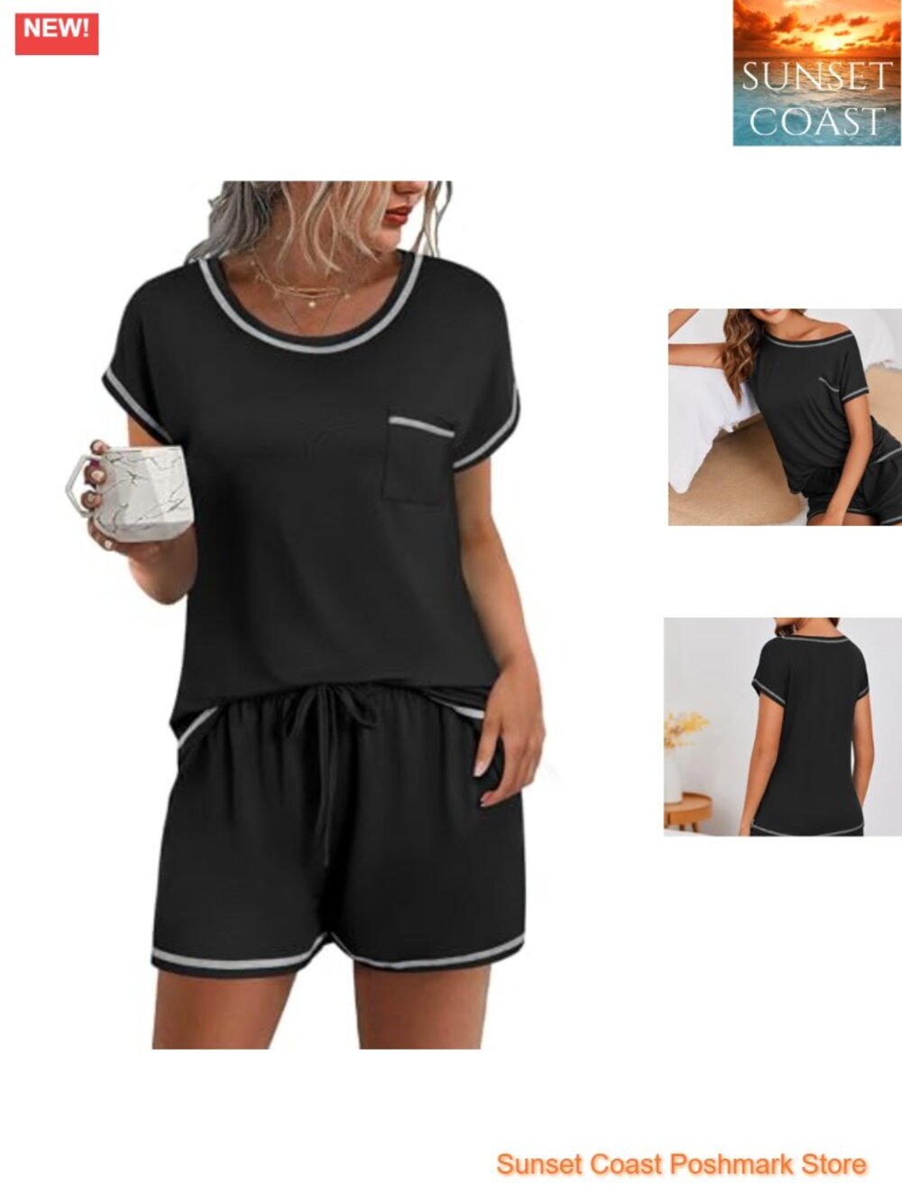 Ekouaer Women's 2-Piece Pajama Set Short Sleeve Top & Shorts Soft Stretchy